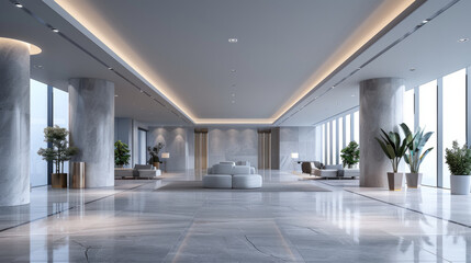Fototapeta premium Spacious and contemporary showroom mockup showcasing high-end modern aesthetics.