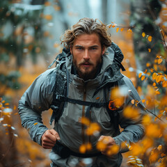 Obraz premium man in autumn forest