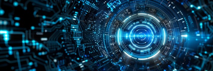 Obraz premium A futuristic looking circular object with a glowing blue background, AI