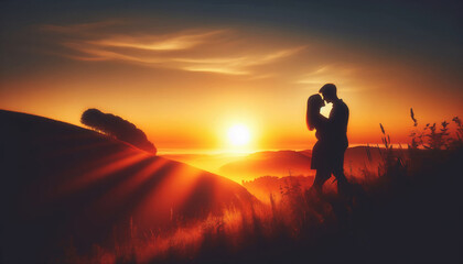 Sunset Embrace on the Hill