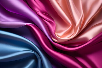 Fototapeta premium Closeup of rippled satin fabric background. 3d render illustration