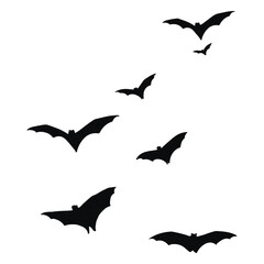 Image of Flying bats silhouette png sticker, Halloween graphic, transparent background printed on Printed Glass Basin Splashbacks
