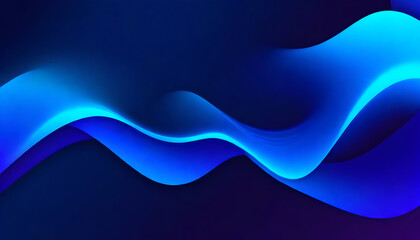Abstract dynamic background with blurred bright blue gradient curves. Template of fluid digital wallpaper for desktop, website page, advertising, brochure, flyer. Wavy futuristic neon backdrop cover