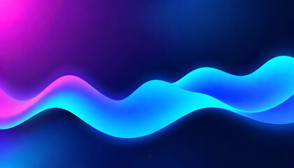 Abstract dynamic background with blurred bright blue gradient curves. Template of fluid digital wallpaper for desktop, website page, advertising, brochure, flyer. Wavy futuristic neon backdrop cover