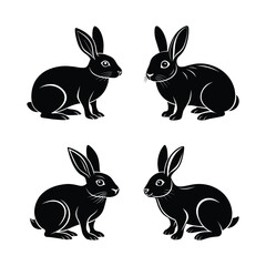 rabbit vector Hand drawn animals silhouette illustration