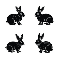 rabbit vector Hand drawn animals silhouette illustration
