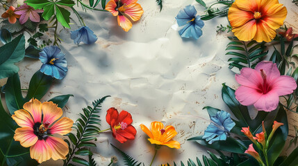 Vibrant Wildflowers on a Soft Watercolor Background, A delightful display of colorful wildflowers arranged on a dreamy, watercolor-painted backdrop with splashes of artistic elements.