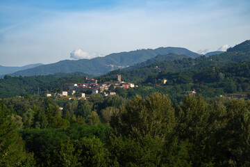 Summer landscape along the road from Bagni di Lucca to Castelnuovo Garfagnana, Tuscany - 788261281