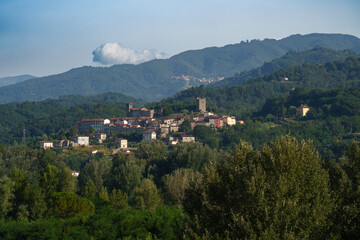 Summer landscape along the road from Bagni di Lucca to Castelnuovo Garfagnana, Tuscany - 788261285