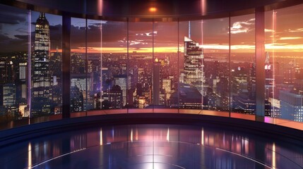Fototapeta na wymiar Industrial TV show backdrop. Ideal for virtual tracking system sets, with green screen. 3D rendering