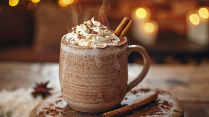 Obraz na płótnie Canvas Hot chocolate with whipped cream.