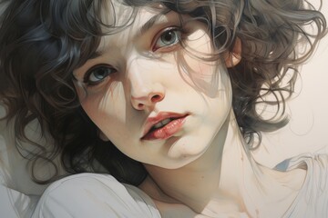 Cute and beautiful girl illustration with amazing eyes.