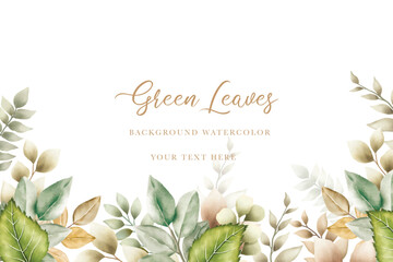 Green watercolor floral background