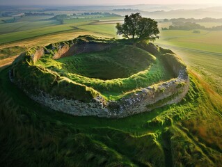 Old Sarum, Iron Age hill fort in England - obrazy, fototapety, plakaty