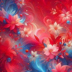 Fototapeta na wymiar Floral Abstract in Vivid Red Tones 