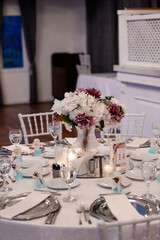 The elegant wedding table ready for guests.