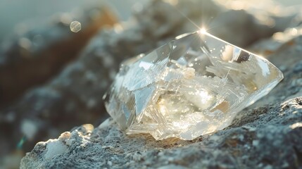 Diamond in rough state, close-up, gemstone promise, raw beauty, precious find 