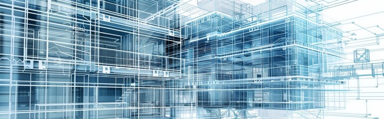 Obraz premium Lines and engineering drawing, concept of building contracting and architectural construction 