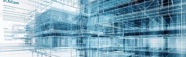 Obraz premium Lines and engineering drawing, concept of building contracting and architectural construction 