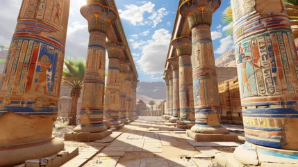 Foto op Plexiglas Sunlit Hypostyle Hall at Karnak Temple, Luxor, Egypt © Prostock-studio