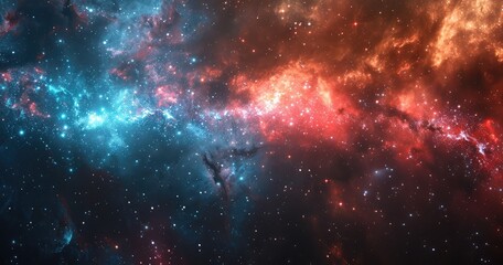 Cosmic Dance of Stars and Gas Clouds
 - obrazy, fototapety, plakaty