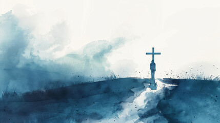 Digital artwork of a cross casting a shadow over the landscape, representing the impact of sin.