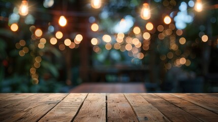Empty wooden table top with blurred background
 - obrazy, fototapety, plakaty
