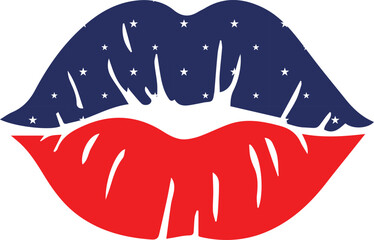 4th Of July | Shirt Print Design | Lips Vector Design | Cut File