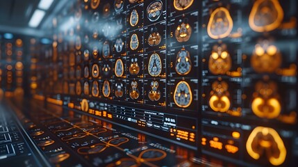 Mapping the Mind: Tracing Neurological Health Through PET Scans. Concept Neurological Health, PET Scans, Brain Function, Imaging Techniques, Medical Diagnostics - obrazy, fototapety, plakaty