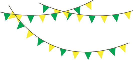 Carnival garland with flags. Decorative colorful party pennants for birthday celebration, festival and fair decoration. Holiday background with hanging flags. Vector