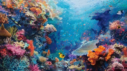 Obraz na płótnie Canvas Coral polyps extend their thin tentacles to catch planktonic prey