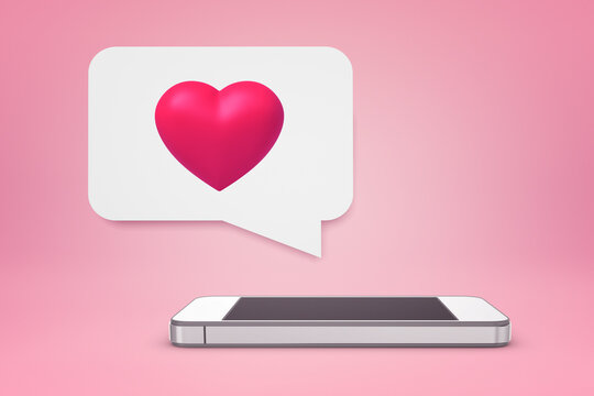 Smartphone with heart emoji in text bubble