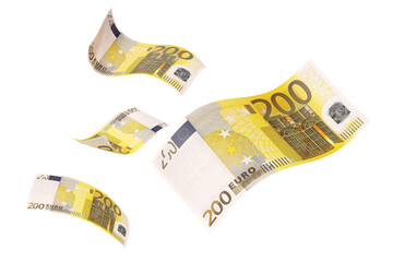Png 200 Euros bank notes, transparent background
