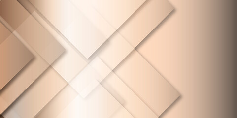 Modern luxury pattern of geometric white and brown color background, Elegant abstract background brown lines with shadow. white paper transparent material in triangle technology and square shape