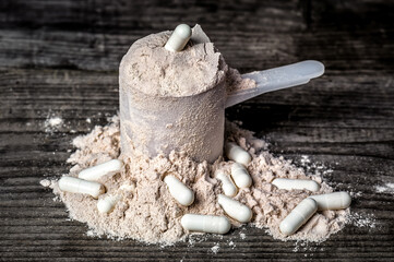 Protein scoop and bcaa pills