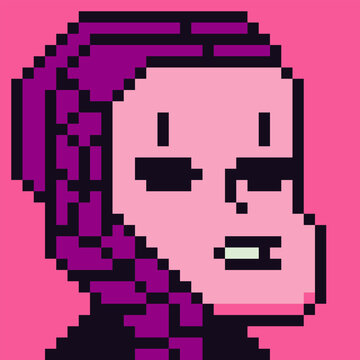 8-bit girl with pigtail, avatar pixel female character with pink hair, cartoon vector icon, game user pic web profile persons and people, social net portrait, young cute face, minimalistic fashion