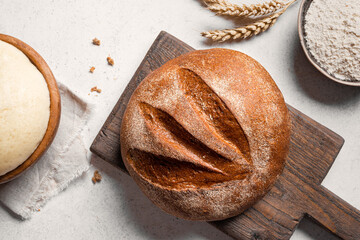 Fresh Sourdough Bread and ingredients. Bread making. - 788279634