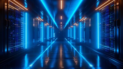 Futuristic Sci-Fi neon lit corridor