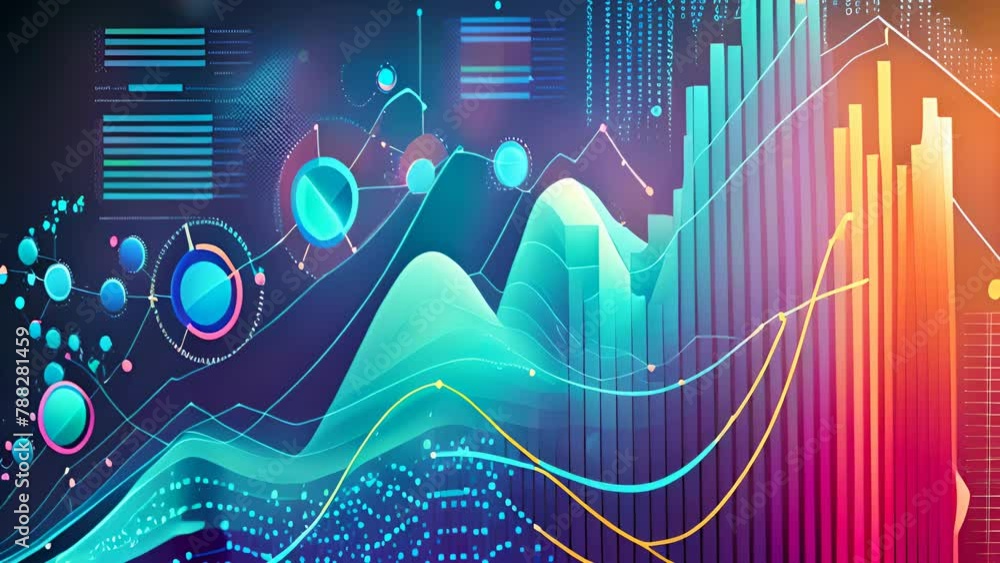 Poster business graph and chart concept. colorful data visualization and financial analysis for report and 