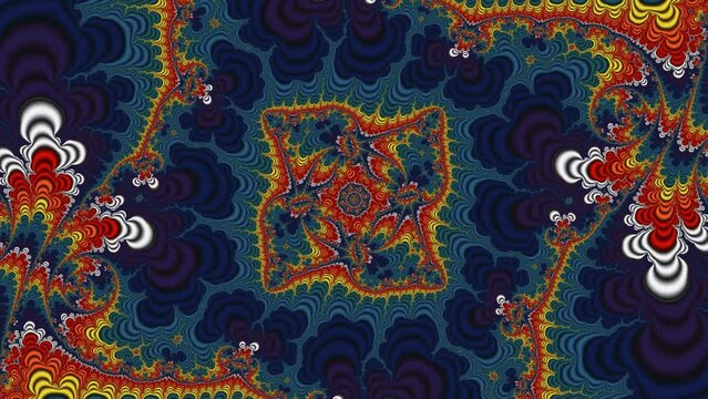 A captivating 4k abstract background featuring a multicolored fractal sequence in 3D, ideal for yoga, clubs, or shows.