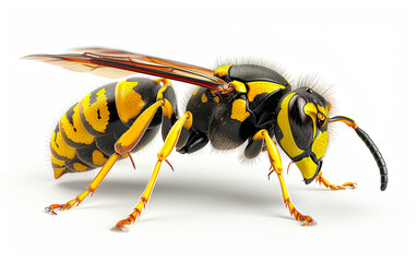 Wasp isolated on a white background, studio shot, in the style of photorealistic
