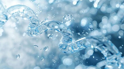 Cosmetic Essence, Liquid bubble, Molecule inside Liquid Bubble on DNA water splash background
