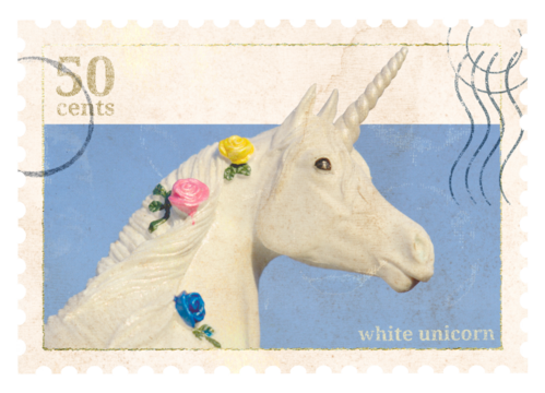 Unicorn png post stamp sticker, transparent background