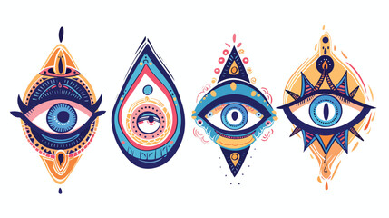 il eyes. Set of hand drawn Four talismans. Different - obrazy, fototapety, plakaty
