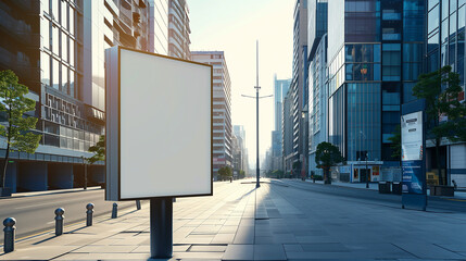 A backlit billboard in a big city on the central square. Place for your advertising.