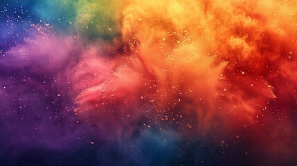 Colored powder explosion, A colorful, multi-colored background with a lot of small dots. The background is a mix of blue, red, and yellow - obrazy, fototapety, plakaty