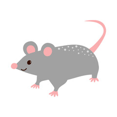 Cute mouse. Cartoon forest animal. Vector illustration.