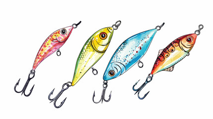 Four Fishing Lures. Different Spoons Wobblers crank 