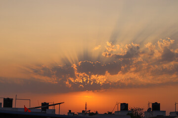 Fototapeta premium Beautiful evening sky with dramatic clouds.