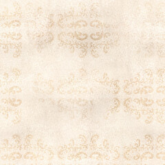 Seamless vintage pattern with grunge texture. Geometric damask ornament. Hand-drawn watercolor illustration. Ornamental pattern for wallpapers, textile, vintage cards, scrapbooking paper